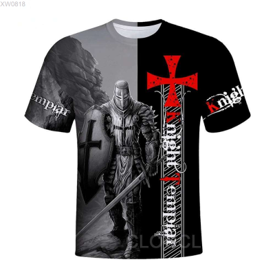 3D (สต็อกเพียงพอ) Knights Templar Print T Shirt Men Harajuku Short Sleeve Casual Street Shirt Unisex Top Dropshippingคุณภาพสูง size:S-5XL