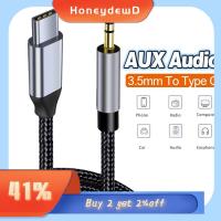 HONEYDEWD แจ็คตัวแปลง USB C ลำโพงสําหรับสตรี หูฟังสำหรับโทรศัพท์ USB Type C ถึง3.5มม. สายอะแดปเตอร์ สาย AUX สายสัญญาณเสียง