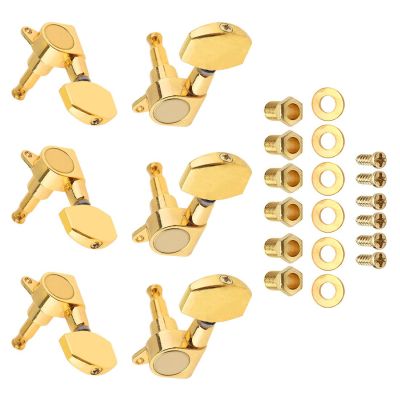 ：《》{“】= 6Pcs  Plated Guitar String Tuning Pegs 3R+3L All Closed Machine Square Heads Tuners For 40 41 Inch Acoustic Folk Guitar