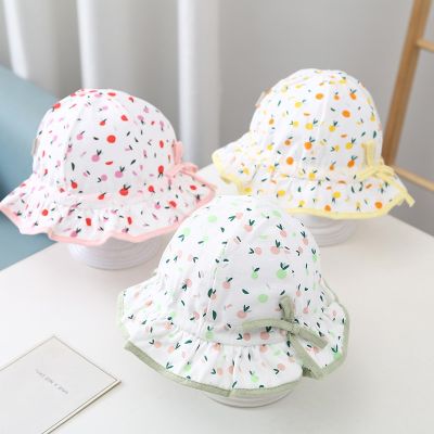 ◊◑✉ Cute Fruit Printed Baby Hat Summer Infant Toddler Bucket Hats For Baby Girl Bowknot Outdoor UV Protection Sun Hat