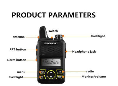 BAOFENG T1 Walkie-talkie วิทยุสื่อสาร เครื่องส่งรับวิทยุ กันน้ำ ส่งไกลสุดได้ 1-5 กิโล 1เครื่อง Mini Radio Portable Two-way Radio with USB Charger + Earpiece Outdoor Interphone Waterproof (2440)