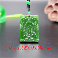 Natural Green Chinese Jade Buddhism Lotus Pendant Beads Necklace Fashion Charm Jadeite Jewelry Carved Amulet Gifts for Women Men