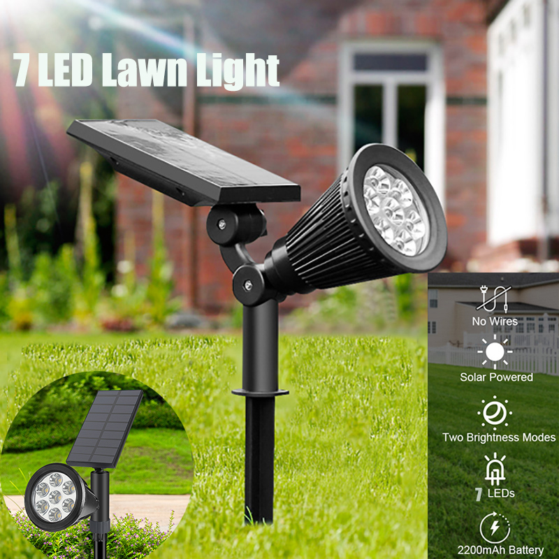 Solar Power Spotlight Waterproof Outdoor Security Landscape Lawn Path 7LED Lamps 