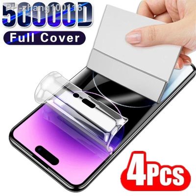 4Pcs Hydrogel Film Full Cover For iPhone 11 12 13 14 Pro Max Screen Protector For iPhone XR X XS MAX XR 6 7 8 Plus Not Glass