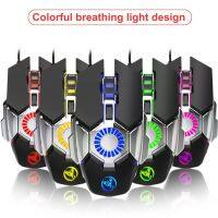 เปลี่ยนสีได้7สีเมาส์สำหรับเล่นเกมส์แบบมีสายปรับได้6โหมดเมาส์เล่นเกม Mouse Komputer ตามหลักสรีรศาสตร์6400Dpi