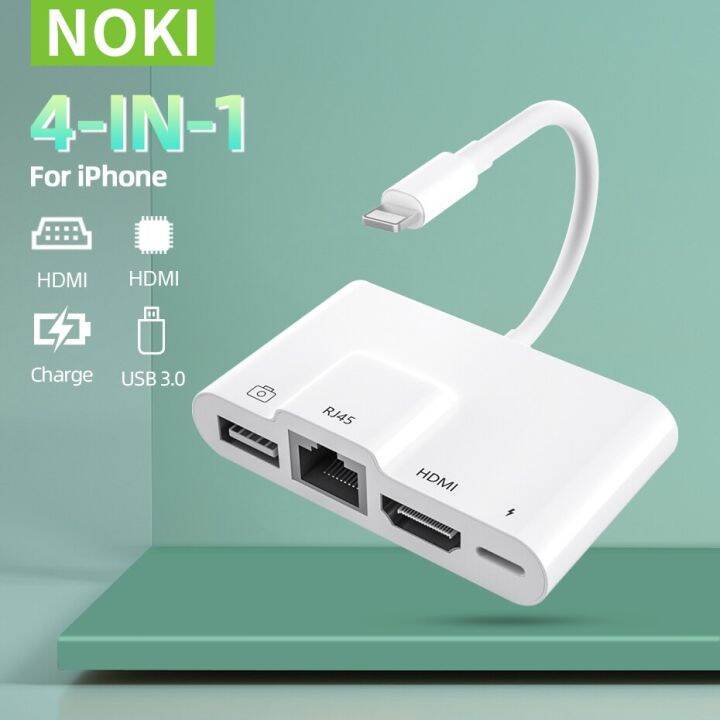 RJ45 Lightning to HDMI Digital AV Adapter for iPhone 14 13/iPad to TV1080P Network LAN