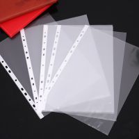 100pcs 11holes Transparent Plastic Punched File Folders for A4 Documents Sleeves Leaf Documents Bag Protector Office Supplies