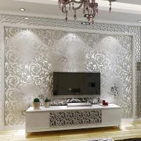 ۩▥ Silver Luxury Wallpaper Home Decor Modern Wall Coverings 10M Roll Metallic Vinyl Glitter Gold Foil Wall Paper