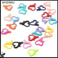 MYIERWU 50pcs 50ชิ้นค่ะ ตะขอก้ามปูรูปหัวใจ พลาสติกทำจากพลาสติก ตะขอคลิปหนีบ กระเป๋าใส่เงิน สายคล้องตะขอ สำหรับผู้หญิง