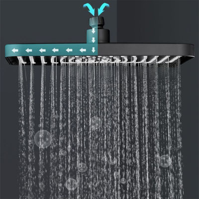 หัวฝักบัวอาบน้ำปล่อยน้ำจากด้านบนแรงดันสูงขนาด12นิ้วไหลได้ใหญ่ขึ้นฝักบัวสายฝนซูเปอร์ชาร์จ360 ° ประหยัดน้ำได้