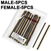 ;[-./ Male Female Round Single Row 40 Pin Header 2.54Mm Breakable Pitch Stacking Connector Strip For Arduino PCB Socket Board 40Pin