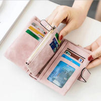 【CW】Women Fashion Matte Short Wallet PU Leather Zipper Hasp Frosted Ladies Purses Money Coin ID Card Holder Girls Cute Clutch