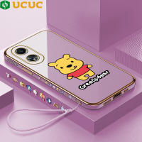 เคส UCUC สำหรับ OPPO A38 /OPPO Oppoa38 Oppoa18เคสโทรศัพท์แบบน่ารักชุบการ์ตูนหมีพูห์ฝาหลังนิ่ม