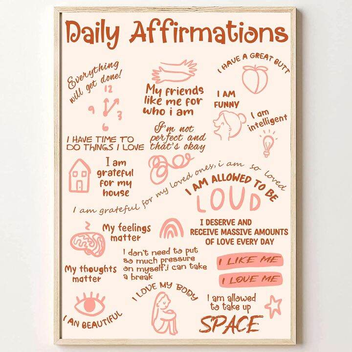 Daily Affirmations Wall Art Poster Inspirational Wall Art Quotes Poster ...