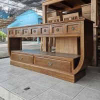 โต๊ะวางทีวี โต๊ะไม้สัก มี 9 ลิ้นชัก ขนาด กว้าง180xลึก40xสูง80 Cm (tv stand,teak table) ประกอบแล้ว มีประกับ ส่งทั้งตู้ ชั้นวางของ