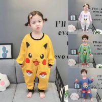 【Ready Stock】 ♀♣◑ C22 Girls One-Piece Pajamas 2022 New Style Childrens Pure Cotton Baby Romper Spring Autumn Long-Sleeved Home Clothes