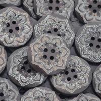 2016 50 Pcs Flower Pattern Round Wooden Sewing Buttons 4 Holes Scrapbooking DIY 25mm C1F4