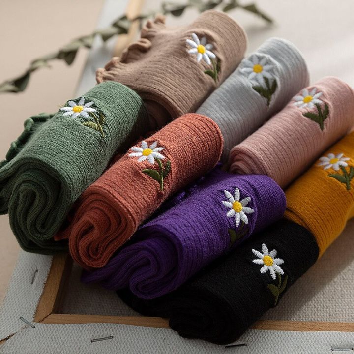 women-socks-frilly-cartoon-floral-solid-kawaii-comfortable-quality-fashion-fungus-medium-tube-female-socks