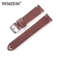 REMZEIM นาฬิกาข้อมือสายรัดปล่อยเร็วสายนาฬิกาข้อมือหนังลูกวัว18มม. 20มม. 22มม. สีน้ำตาลเข้มสีเทาสายสีเขียวสีดำสีน้ำเงิน