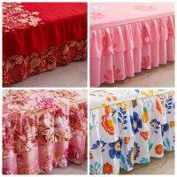 DANSUNREVE Popular Red Single King Size Bed Skirt Beautiful Flowers Pattern Bedsheets Blue Queen Skirts for Bedroom