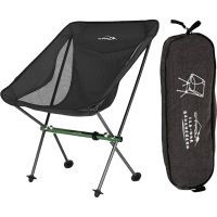 CAMPOUT Outdoor Camping Aluminum Alloy Folding Chair Portable Moon Landing Chair Folding Chair Black Fishing Reclining Chair Leisure Chair