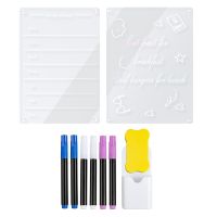 2PCS 9inX13in Clear Acrylic Magnetic for Fridge,Clear Board Dry Erase Fridge for Reusable Planner with Dry Erase Markers