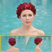 New Women Ladies Vintage Style Floral Flower Adult Swimming Cap Free size Elastic Swim Bathing Hat Hair protection free shipping