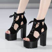 15 cm heels sandals female sponge thick waterproof bottom big code 41-43 nightclub models sandals catwalk shows shoes