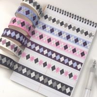 Korea Ins Diamond Grid Adhesive Paper Tape Kawaii Washi Tape Planner Hand Account DIY Decorative Tape School Stationery Label Maker Tape