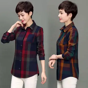 Shop Plaid Shirt Long Sleeves For Women Korean Style online