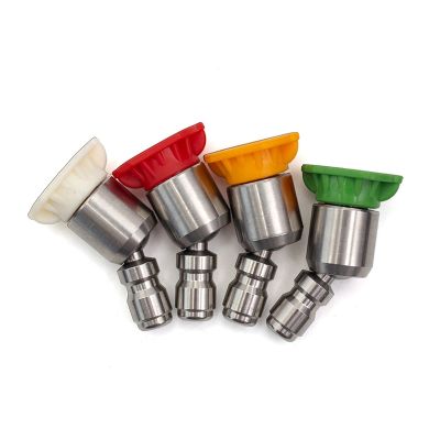 1 Set Washing Nozzle Wash Accessories 360 Degree 1/4 Inch Stainless Steel 4000Psi Quick Connect High Pressure Spray 0 15 25 40 Degree
