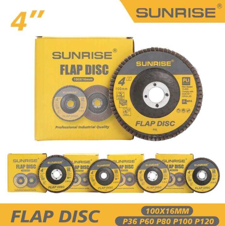 SUNRISE HEAVY DUTY FLAP DISC 4" 100mm x 16mm (100 GRIT / 80 GRIT) 1PCS