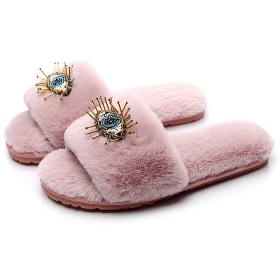 ขายดีที่สุด ioztt2023 - /✗♟✥ Beaded female shoes comfortable soft bottom slipper flat heel warm home slides women sandals hy176