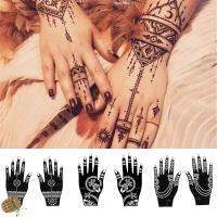 WIGLEYU 1 Pair ใหม่ ความงาม Mehndi สไตล์อินเดีย แฟชั่น รูปลอกมือชั่วคราว ลายฉลุสัก DIY ศิลปะบนเรือนร่าง สติกเกอร์แม่แบบเฮนน่า