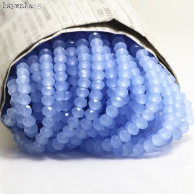 Isywaka Solid light Blue Color 4x6mm 50pcs Rondelle Austria faceted Crystal Glass Beads Loose Spacer Round Beads Jewelry Making