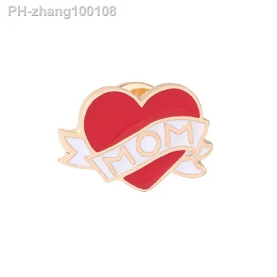Pink Enamel Pins Badge For Clothes Colorful Cartoon Brooches Rose Mouth Carnation Mom Heart Birthday Gift
