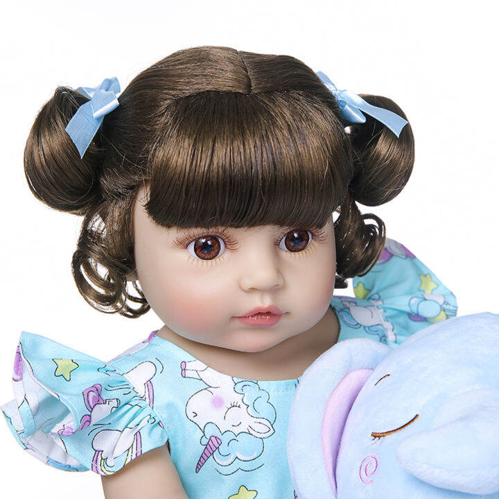 Lonian 55 Cm Reborn Baby Puppe – Realistische Silikon-Puppe Mit Langen Haaren (Lila) – Geschenk Für Kinder