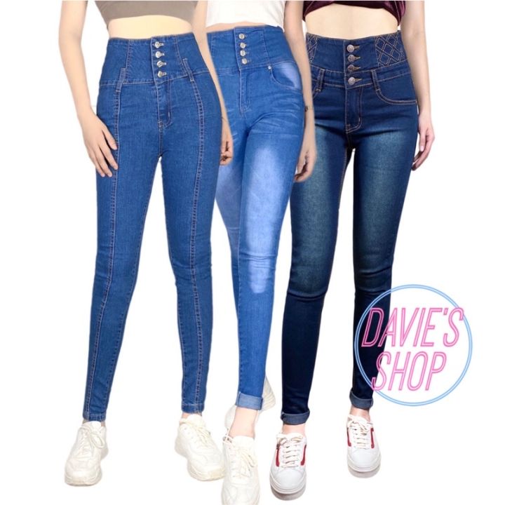 Super Sexy Curvy Korean Style Super High Waist Buttons Denim Jeans Stretchable Maong Pants For 0513