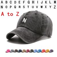 [Hat vendor]Letter A-Z หมวกผ้าฝ้ายผู้หญิงผู้ชายเบสบอลผ้าฝ้ายล้างได้สำหรับทุกเพศหมวกแก็ปแบบปรับได้ลำลองกลางแจ้ง