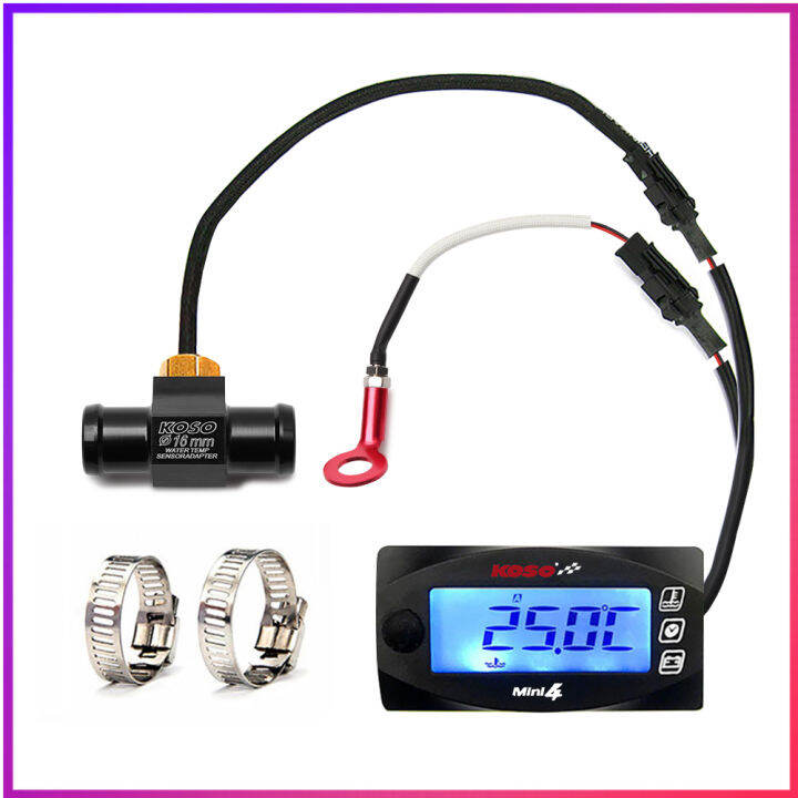 Motorcycle KOSO Mini 4 Water Temperature Meter Cylinder Head Temp 2 in