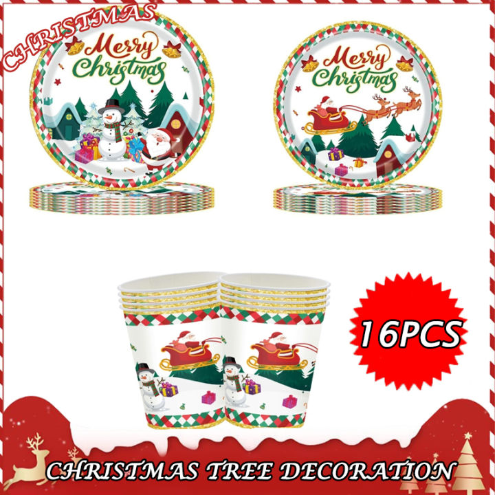 Christmas Tree Santa Claus Paper Plates Party Supplie Plates and