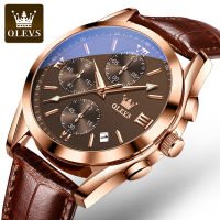 OLEVS 2872 Quartz Leather Band Watch For Men Sport Waterproof Men Wristwatches Luminous Chronograph Calendar Small Second hand