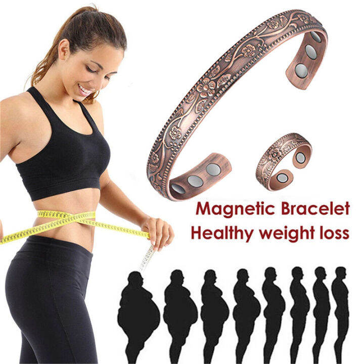 Weight Loss Bracelet for Women Men Adjustable Red Copper Flower