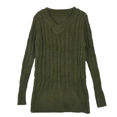 NEW WOMENS LONG SLEEVE WARM WINTER KNIT SLIM PLUS SIZE TUNIC SWEATER DRESS-GREEN