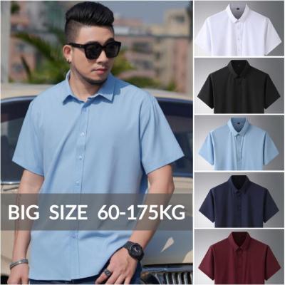 CODTheresa Finger Oversize Short Sleeve Men Plus Size Business Casual Solid Color Shirt