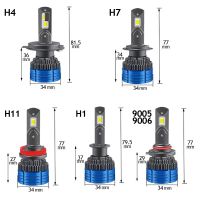 2PCS Super Bright LED Car Headlight H11 LED H1 H3 H7 9012 9007 HB3 HB5 80W 6000K 25000LM LED Bulb Auto Fog Light 12V LED Lamp