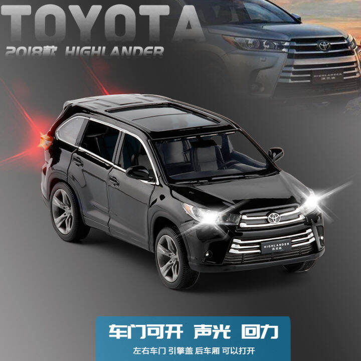 2018-toyota-highlander-alloy-car-model-warrior-sound-and-light-toy-car-six-open-823502-boxed-off-road