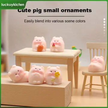 6Pcs/Set Mini Resin Luminous Pigs - Perfect for DIY Christmas