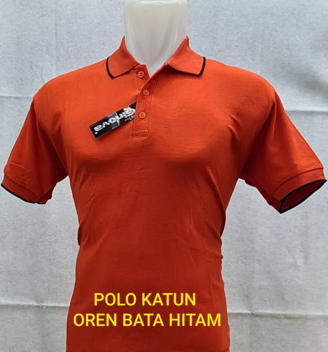 Kaos Kerah Pria Polos Warna Oren Bata List Hitam Lazada Indonesia