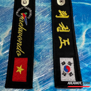 HCMMóc khóa Taekwondo vải ailaikit thêu 2 mặt